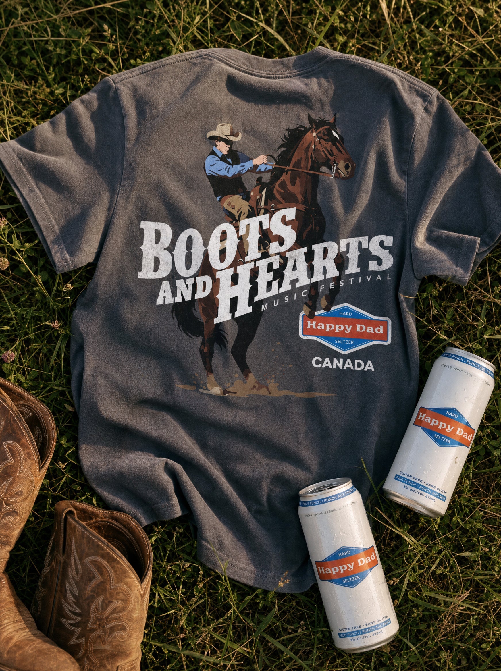 Happy Dad x Boots & Hearts Cowboy Tee (Pepper)