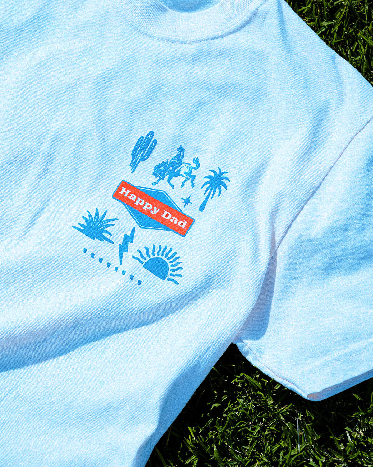 T-shirt Oasis électrique vintage Happy Dad (bleu clair)
