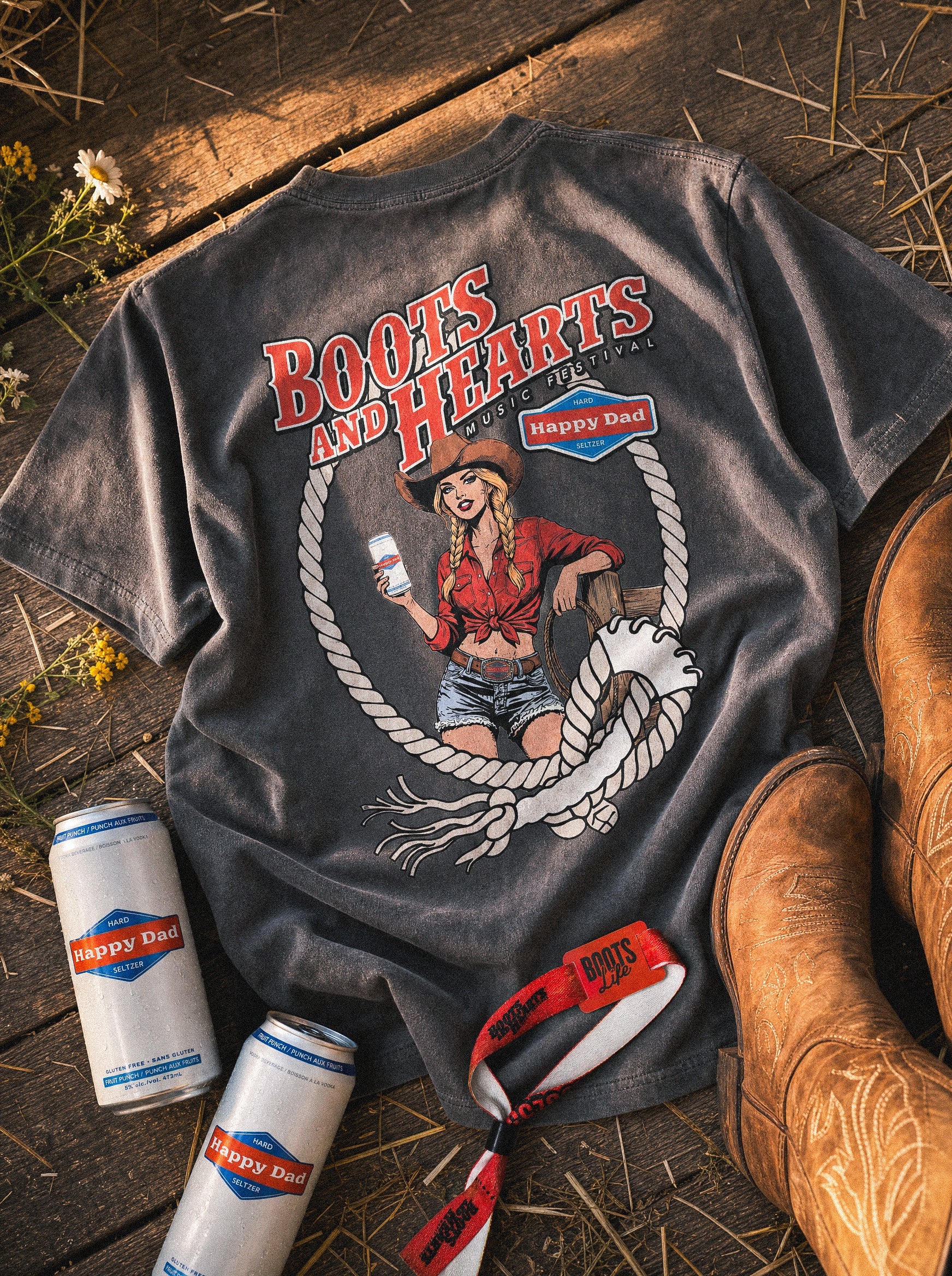 Happy Dad x Boots & Hearts Rope Tee (Pepper)