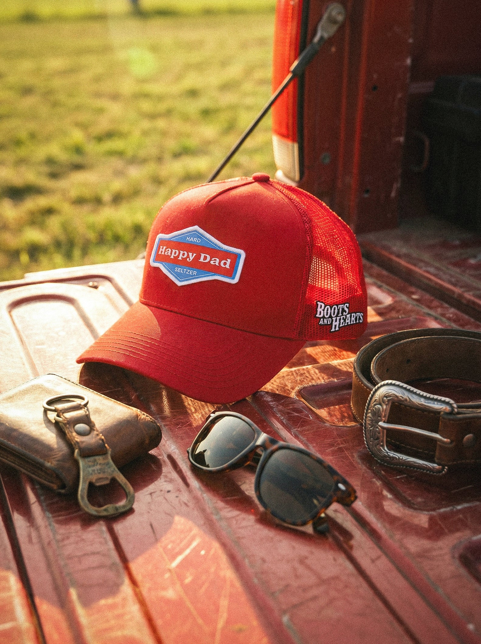 Happy Dad x Boots & Hearts Trucker Hat (Red)