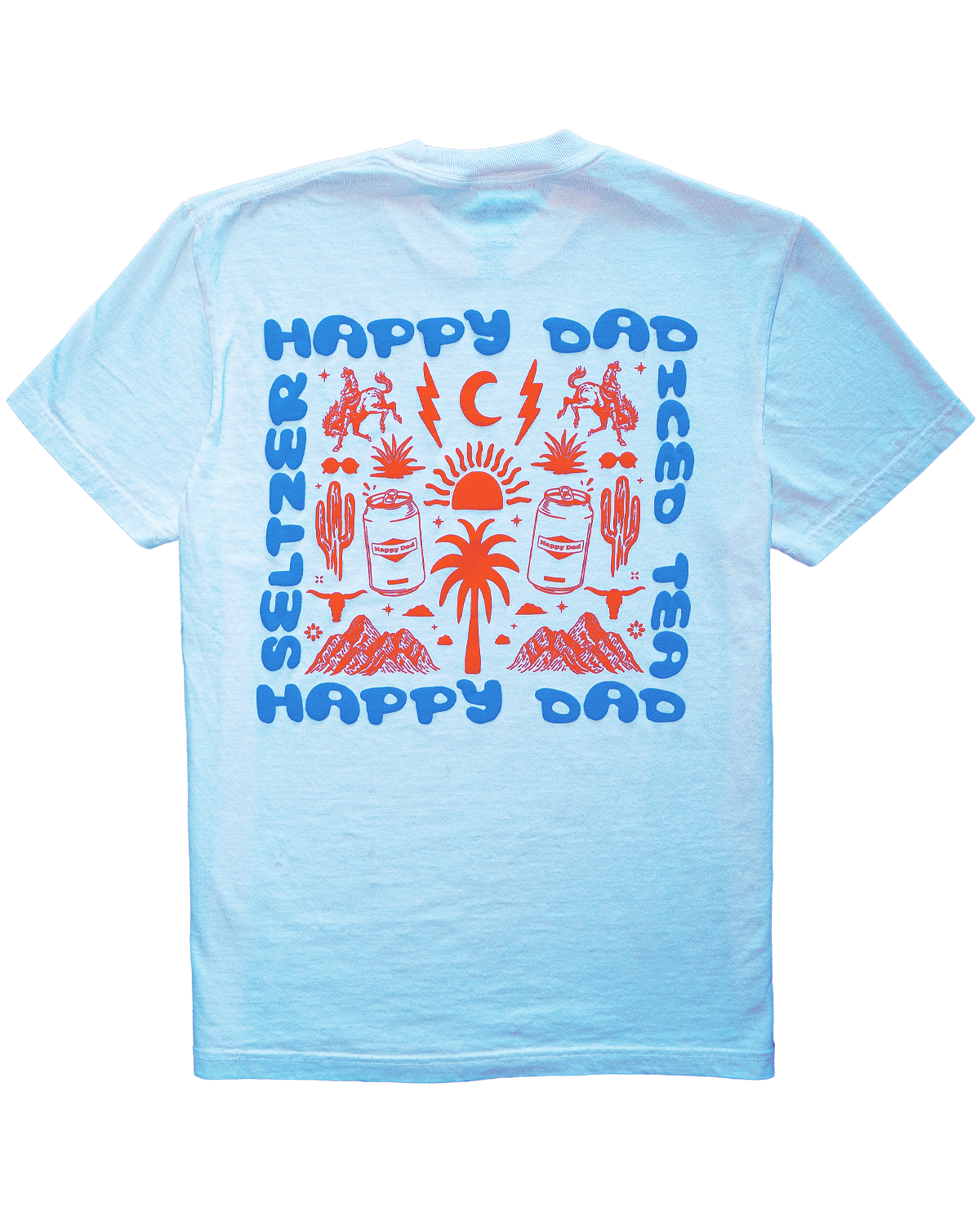 T-shirt Oasis électrique vintage Happy Dad (bleu clair)