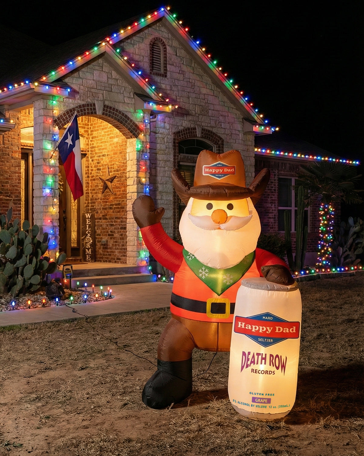 Happy Dad Inflatable (Cowboy Santa)